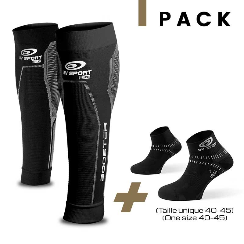 Pack BV SPORT Calf compression sleeves Booster Elite black + Ankle