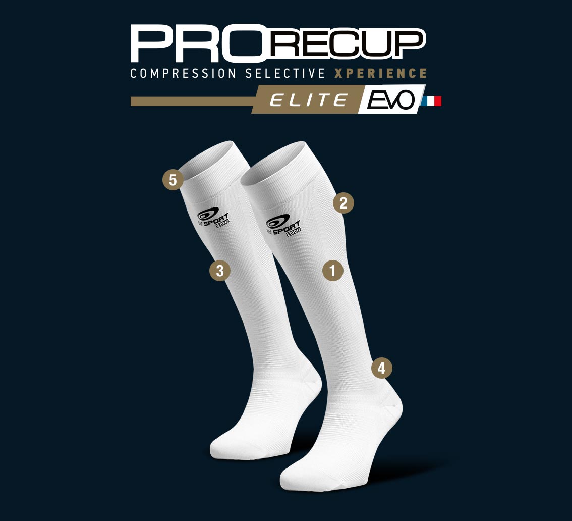 Chaussette récupération blanche ProRecup Elite EVO BV SPORT Chaussette récupération blanche ProRecup Elite EVO BV SPORT