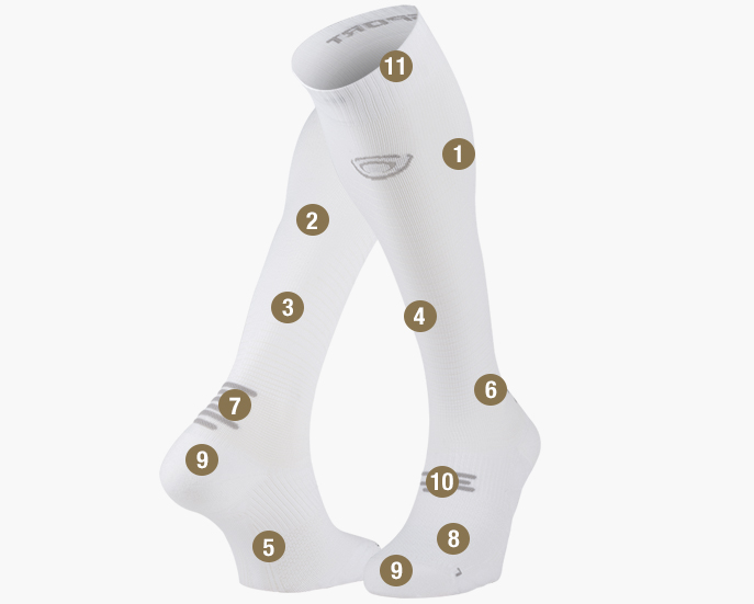 Run marathon compression socks white