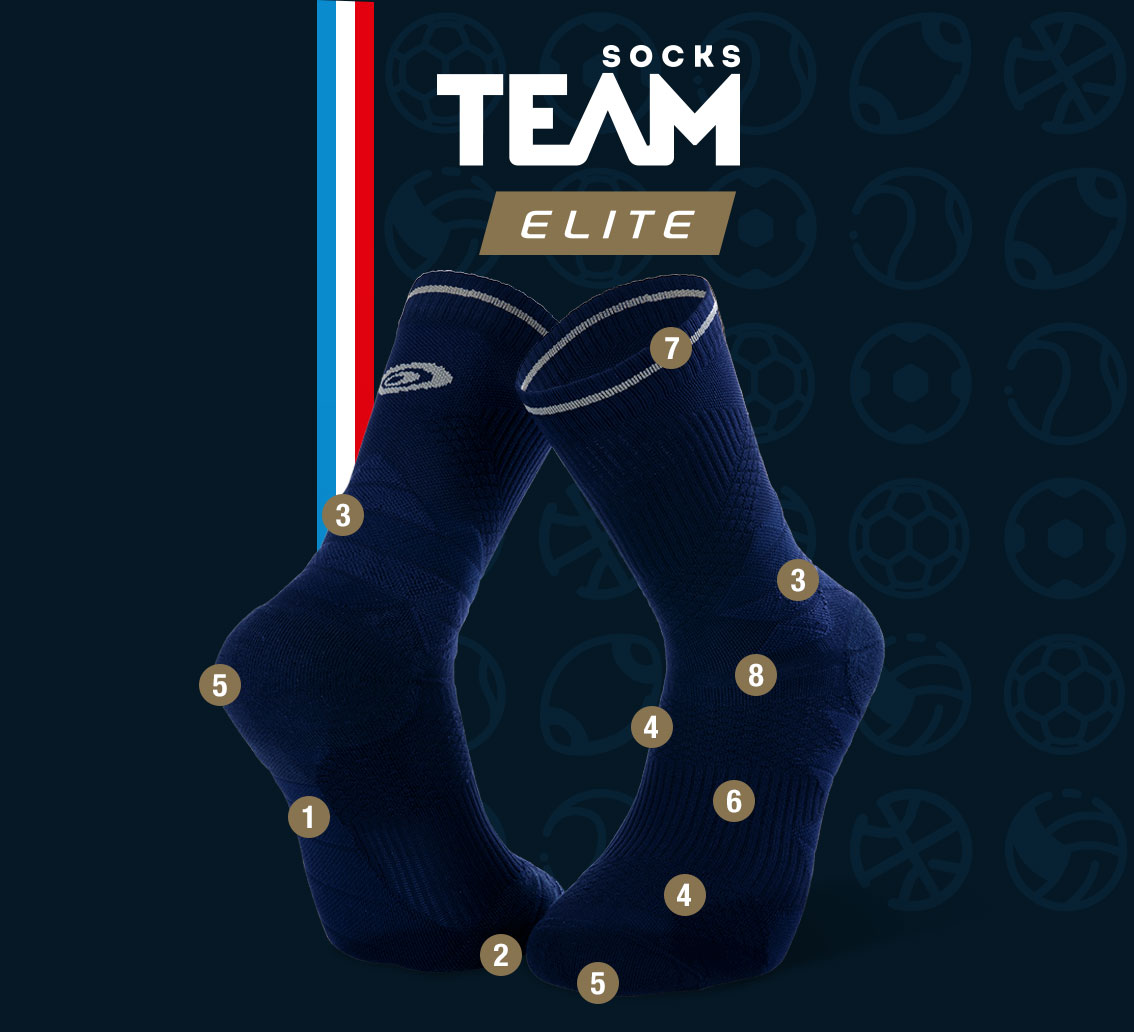 Calze multi-sport TEAM ELITE blu marino | Made in France