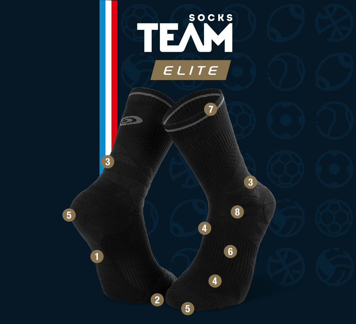 Chaussettes multisports TEAM ELITE noir | Made in France