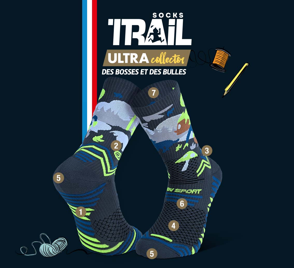 Grey forest trail socks TRAIL ULTRA - Collector DBDB | Made in France