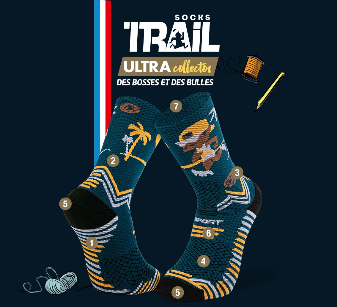 Chaussettes bleu TRAIL ULTRA - Collector DBDB | Made in France