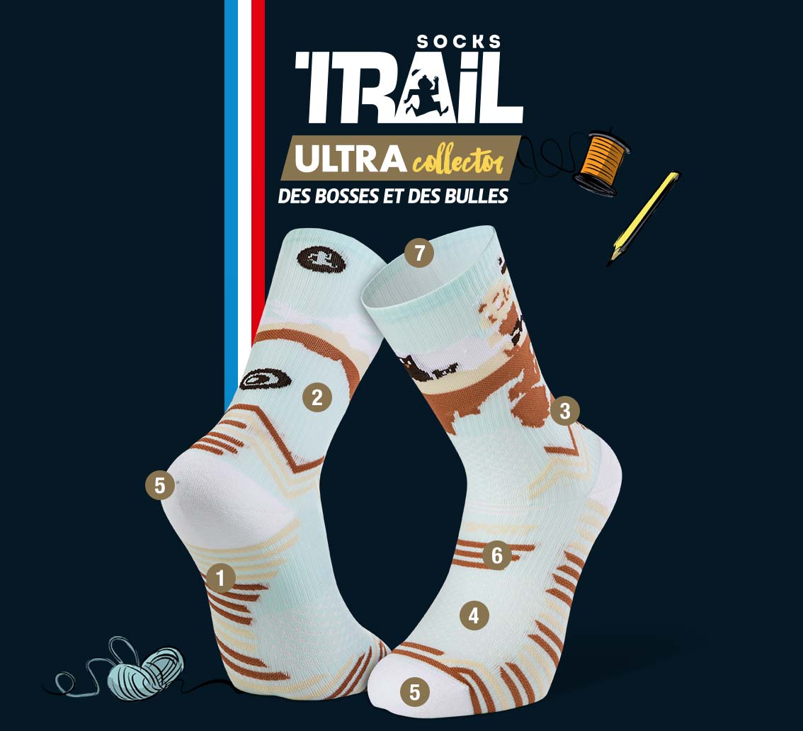Chaussettes bleu ciel TRAIL ULTRA - Collector DBDB | Made in France