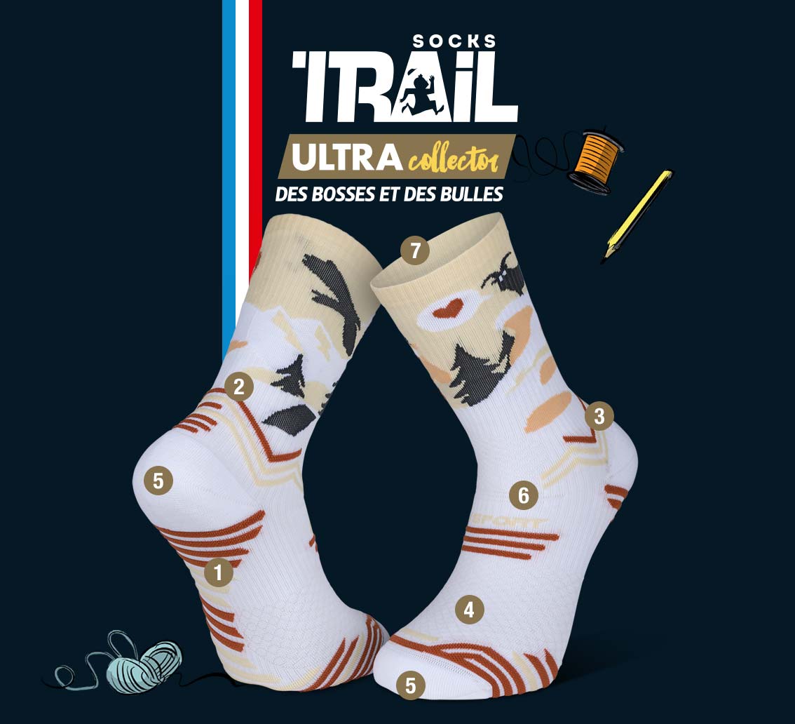 White snow trail socks TRAIL ULTRA - Collector DBDB | Made in France